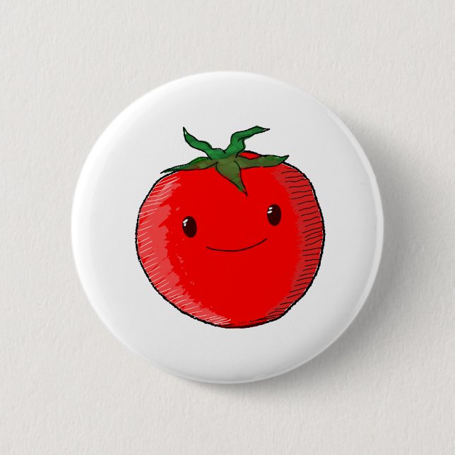 Cute Cartoon Tomato 2 Inch Round Button (Front)