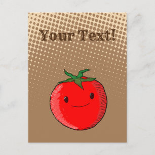 Cute Cartoon Tomato Drawing With Sepia Gradient  Postcard