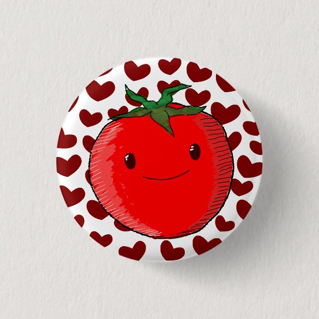 Cute Cartoon Tomato Lover 1 Inch Round Button (Front)