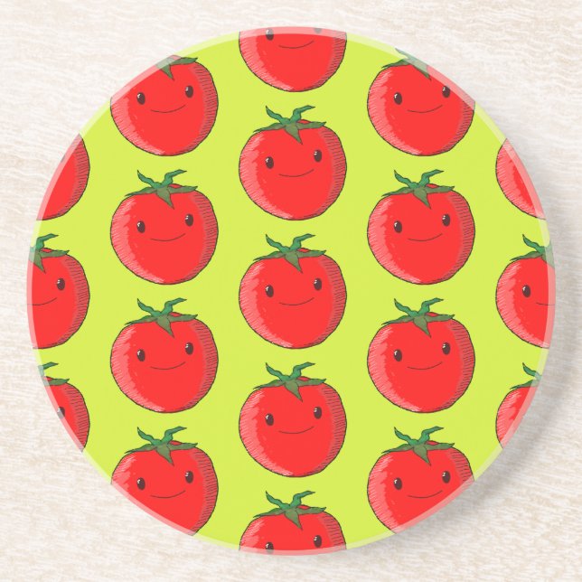 Cute Cartoon Tomato Pattern  Coaster (Front)