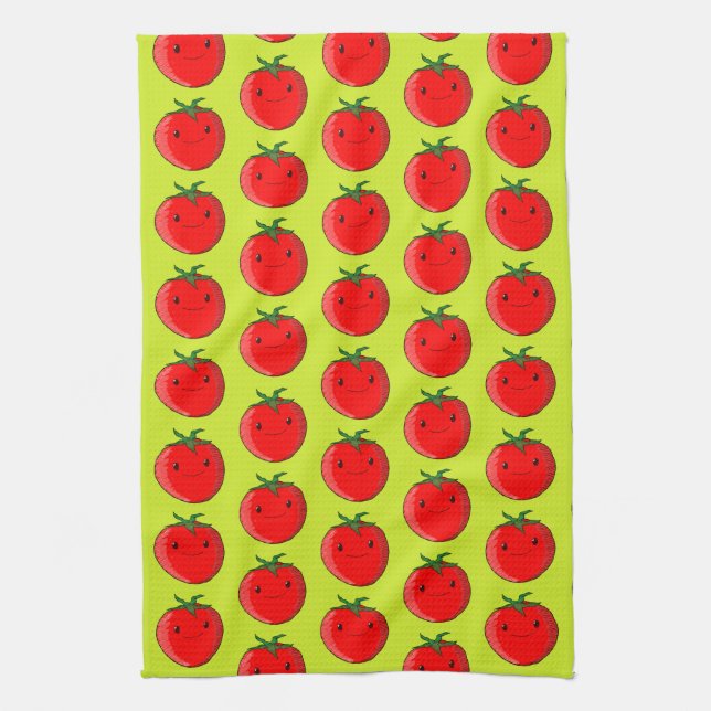 Cute Cartoon Tomato Pattern Kitchen Towel (Vertical)