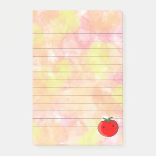Cute Cartoon Tomato Watercolor Background Lined Post-it Notes