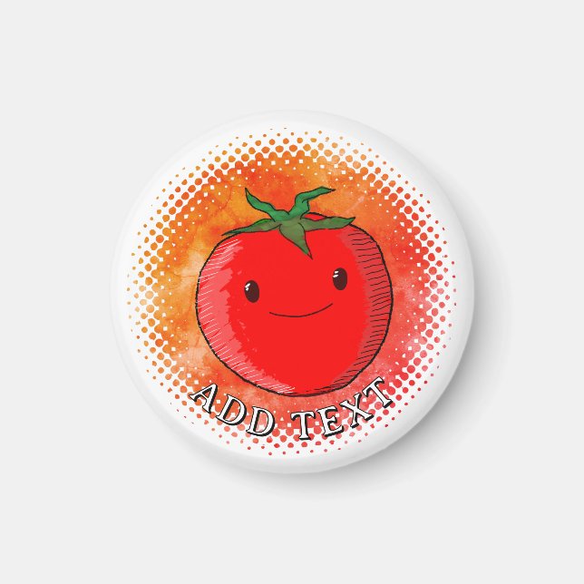 Cute Cartoon Tomato Watercolor Background Magnet (Front)
