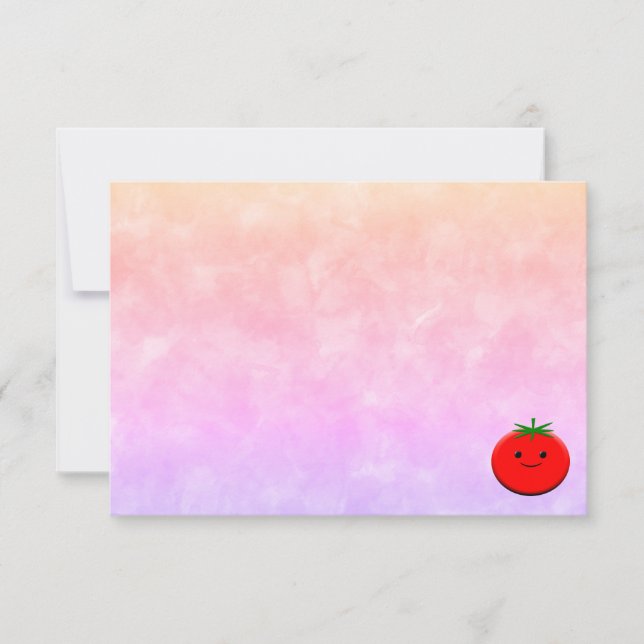 Cute Cartoon Tomato Watercolor Custom Blank Card (Front)