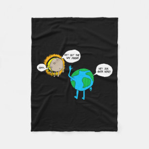 Cute Cartoon Total Solar Eclipse April Fleece Blanket