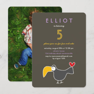 Cute Cartoon Toucan Photo Kid's Birthday Party Invitation