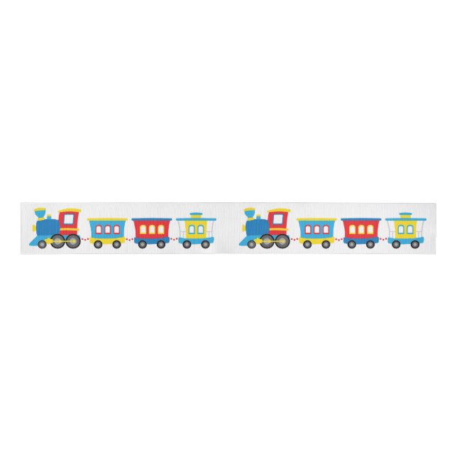 Cute Cartoon Train Grosgrain Ribbon (Front)
