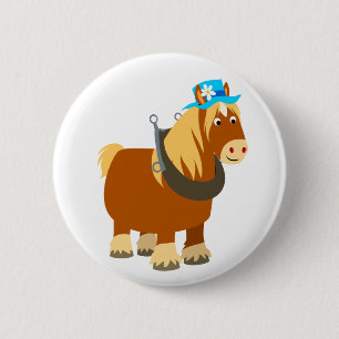 Cute Cartoon Trait Breton Horse Button Badge