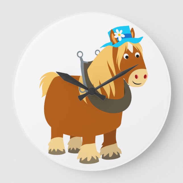 Cute Cartoon Trait Breton Horse Wall Clock (Front)