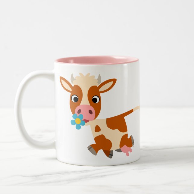 Cute Cartoon Trotting Cow Mug (Left)