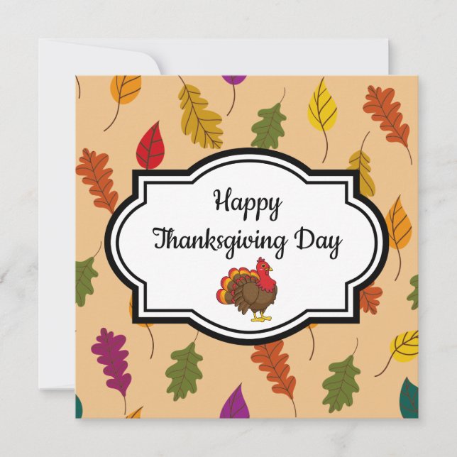 Cute Cartoon Turkey Card (Front)