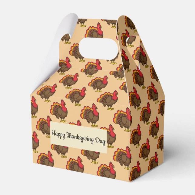 Cute Cartoon Turkey Favor Box (Front Side)