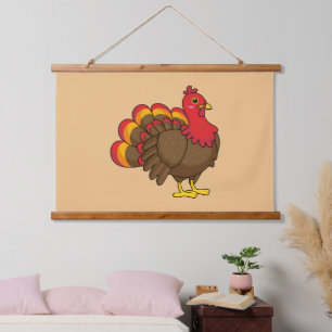 Cute Cartoon Turkey Hanging Tapestry