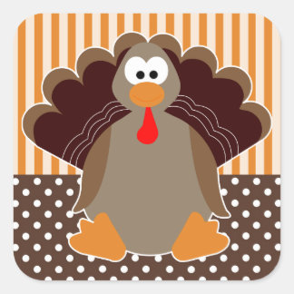 Cute Cartoon Turkey Happy Thanksgiving Sticker