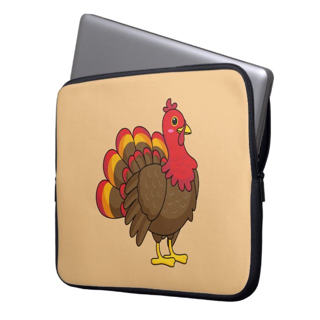 Cute Cartoon Turkey Laptop Sleeve (Front Left)