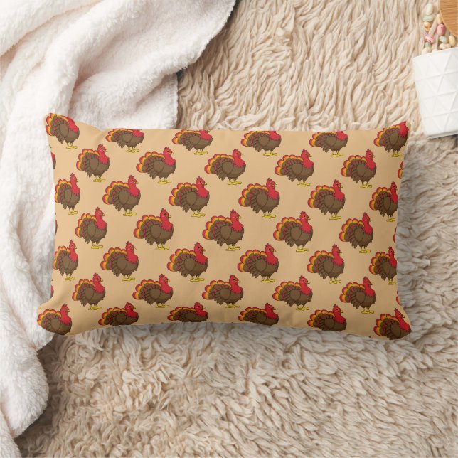 Cute Cartoon Turkey Lumbar Pillow (Blanket)