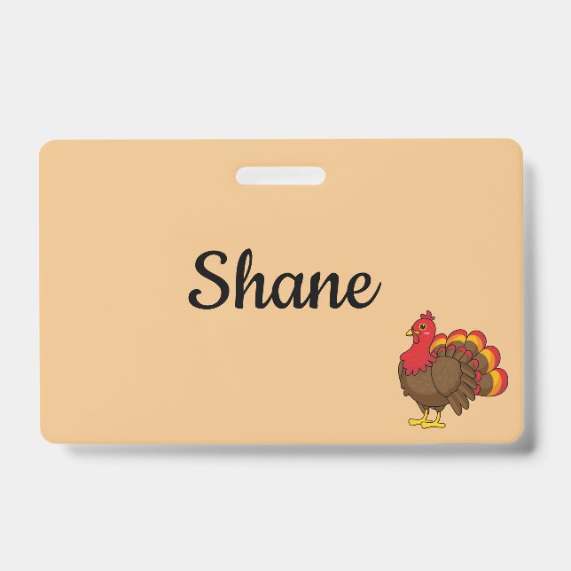Cute Cartoon Turkey | Personalize  Badge (Front)
