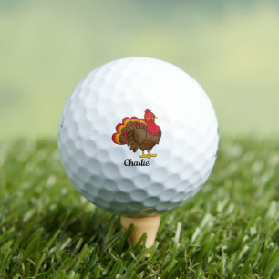 Cute Cartoon Turkey   Personalize Golf Balls
