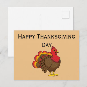 Cute Cartoon Turkey Personalize Holiday Postcard