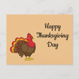 Cute Cartoon Turkey   Personalize Holiday Postcard