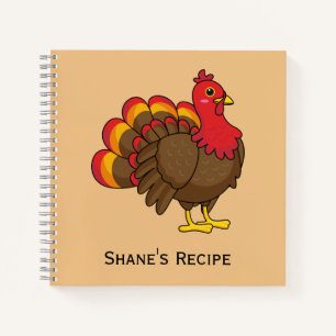 Cute Cartoon Turkey   Personalize Notebook