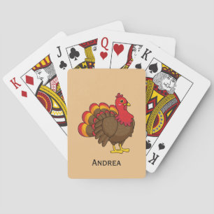 Cute Cartoon Turkey   Personalize Playing Cards