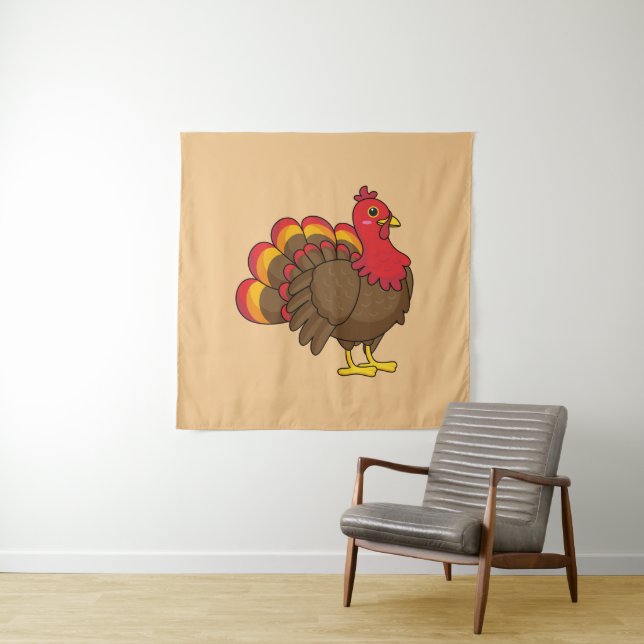 Cute Cartoon Turkey Tapestry (In Situ)