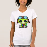 Cute Cartoon Turtle in Aviator Hat