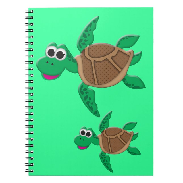 Cute Cartoon Turtle Notebook (Front)