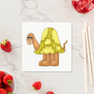 Cute Cartoon Turtle with Puffy Green Shell Napkin