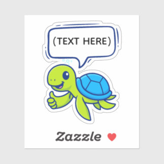 Cute Cartoon Turtle with Speech Bubble