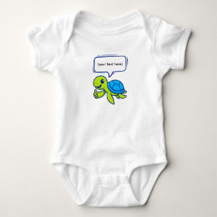 Cute Cartoon Turtle with Speech Bubble Baby Bodysuit