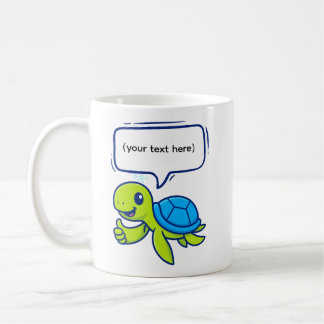 Cute Cartoon Turtle with Speech Bubble Coffee Mug