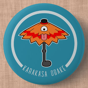 Cute Cartoon Umbrella Ghost   Japanese Yokai 2 Inch Round Button