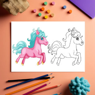 Cute Cartoon unicorn colouring page