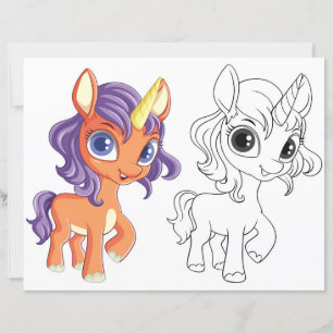 Cute Cartoon unicorn colouring page