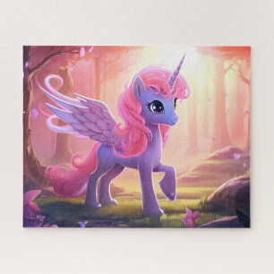 cute cartoon unicorn drawn pink jigsaw puzzle