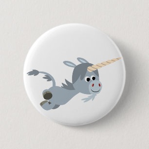 Cute Cartoon Unicorn In A Hurry Button Badge