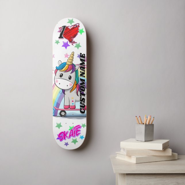 Cute cartoon unique unicorn skateboard (Wall Art)