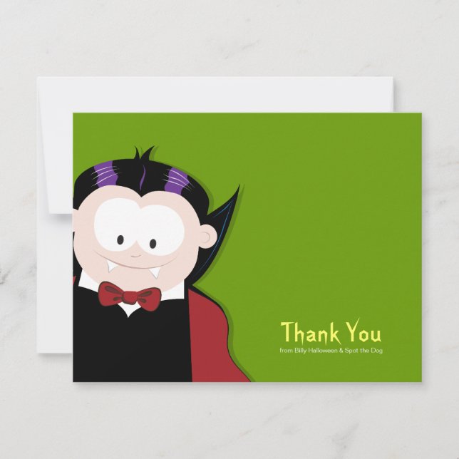 Cute Cartoon Vampire Flat Thank You Card (Front)