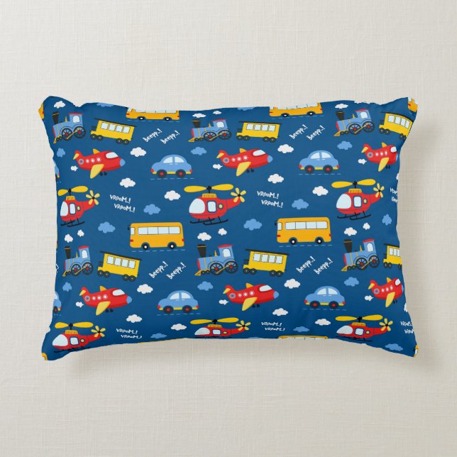 Cute Cartoon Vehicles Pattern  Accent Pillow (Front)