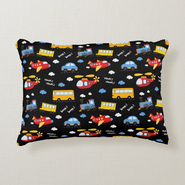 Cute Cartoon Vehicles Pattern  Accent Pillow (Front)