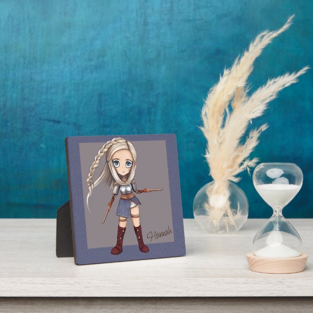 Cute Cartoon Viking Girl Personalized Plaque (Insitu)