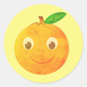 Cute Cartoon Vintage Orange Drawing Classic Round Sticker
