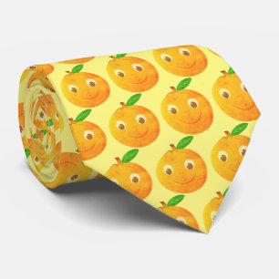 Cute Cartoon Vintage Orange Drawing Tie