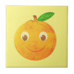 Cute Cartoon Vintage Orange Drawing Tile<br><div class="desc">A cartoon style orange with vintage effect applied to the image. Custom decorative ceramic tiles.
Gift idea for adults and kids.</div>