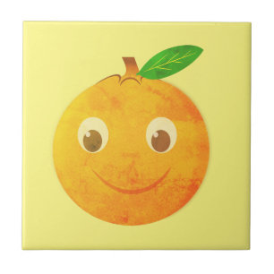 Cute Cartoon Vintage Orange Drawing Tile