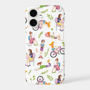 Cute Cartoon Watercolor Girls Pattern