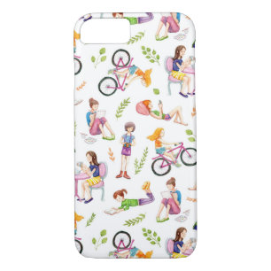 Cute Cartoon Watercolor Girls Pattern iPhone 8/7 Case