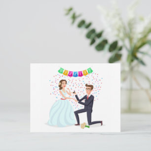 Cute Cartoon Wedding Proposal Anniversary Greeting Postcard